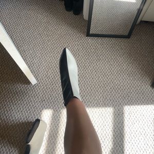 Bamboo Brand split color block heel booties two toned